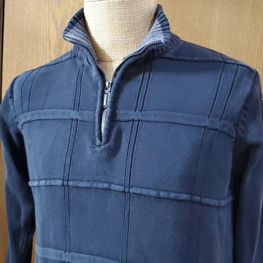 Oscar de la renta black and grey 1/4 zip sweater